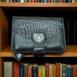 Brighton Black Heart Leather Women Wallet Small